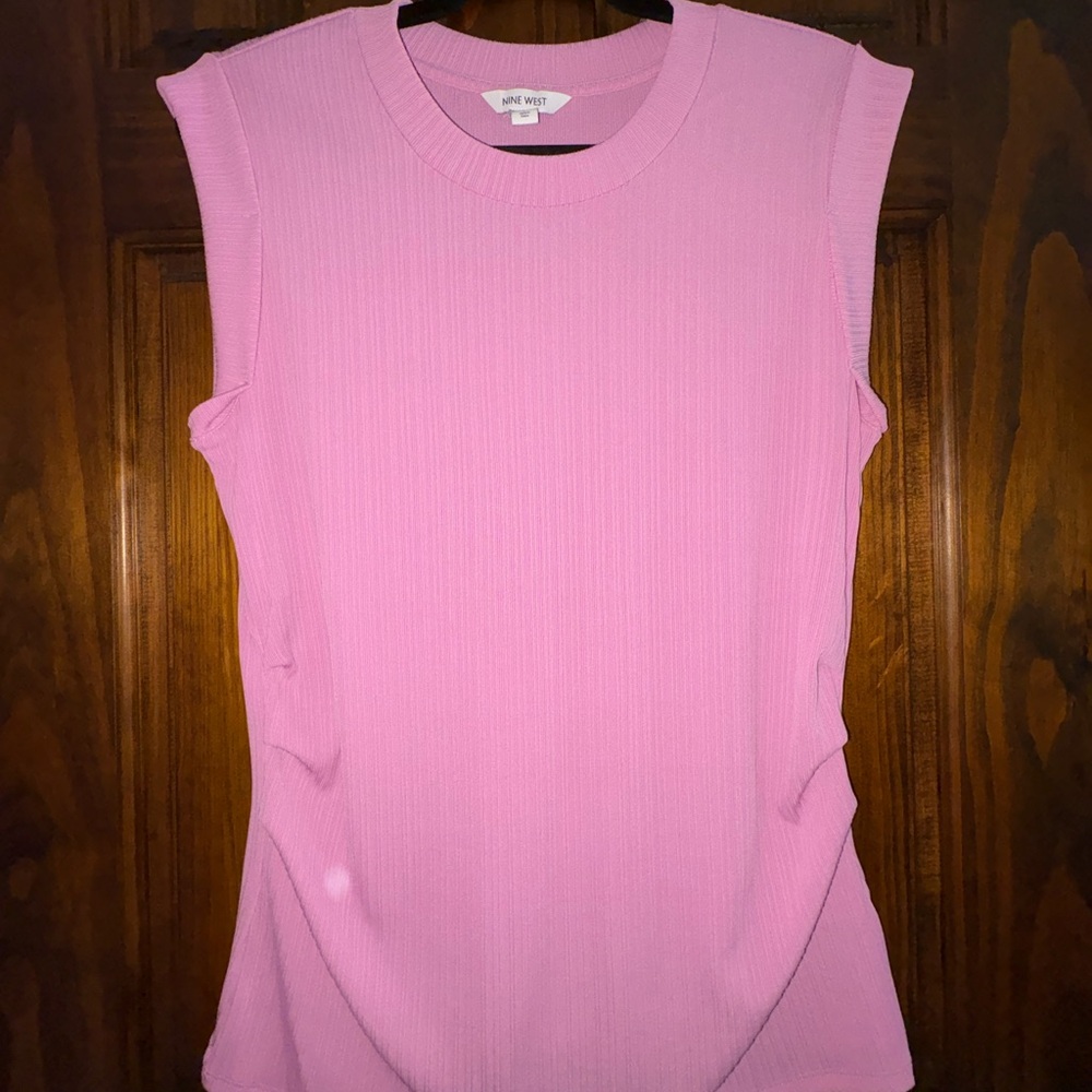 Nine West Vibrant Pink Side-Cinched Muscle Tee